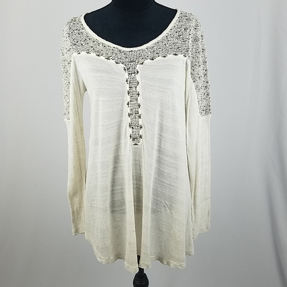 Anthropologie Meadow Rue women S blouse long sleeve net sheer lightweight